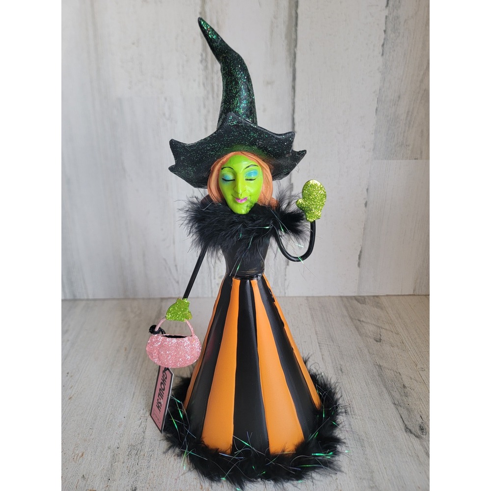 Ghoulish NEW Halloween witch pink bucket unique metal home decor figure